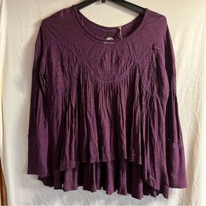 Free People New Hope Babydoll Top African Violet OB413240 Sz Small womens shirt